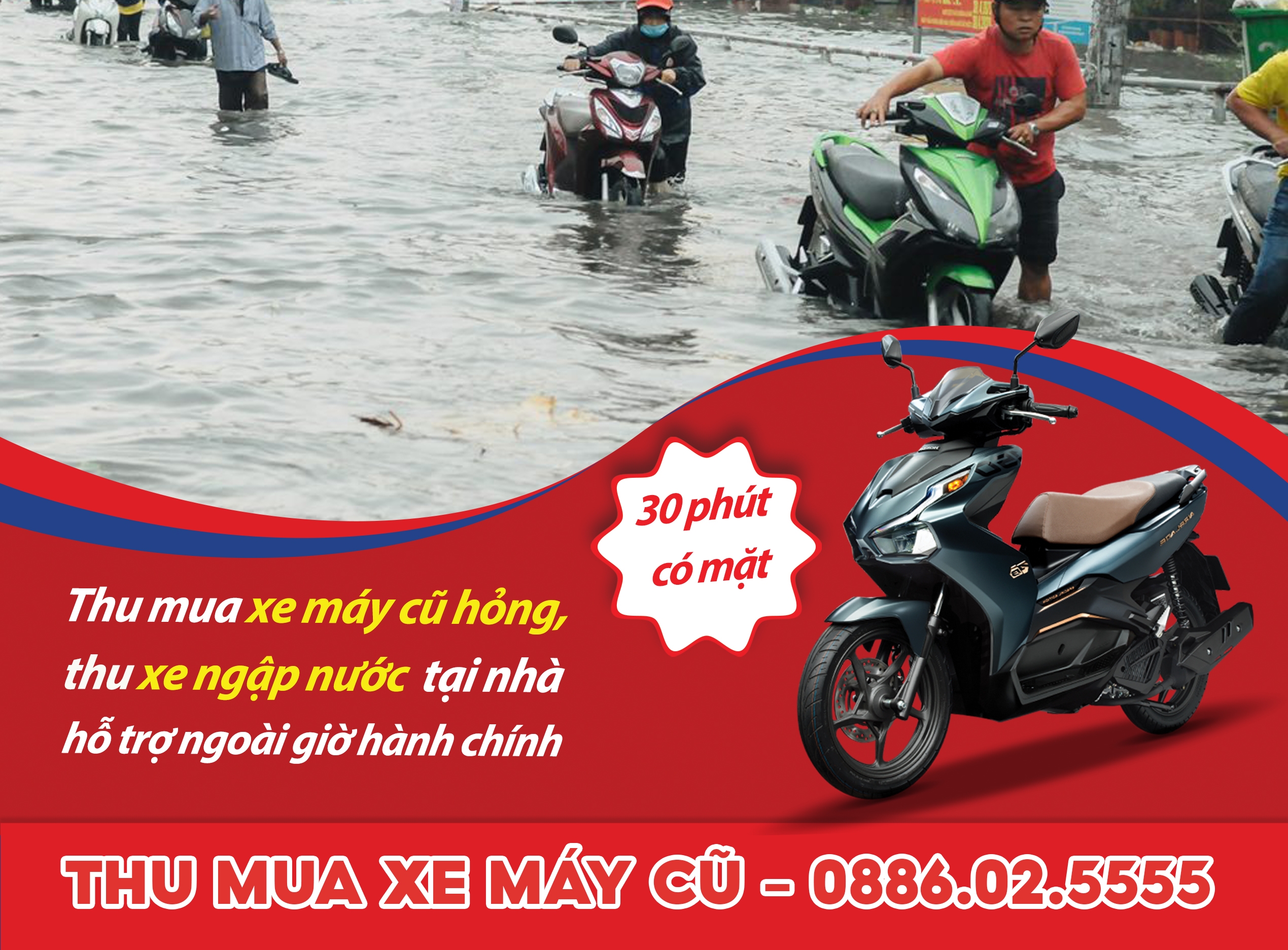 Làm gì khi xe máy ngập nước? Thu mua xe máy cũ hỏng